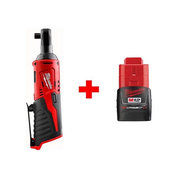 Milwaukee M12 12V cordless 3/8 in. ratchet with M12 2.0 Ah battery $106 off today only at Home Depot