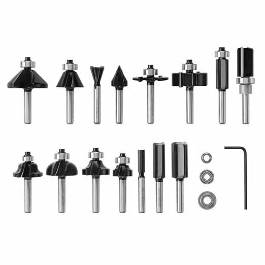 BOSCH RBS015MBS 15 piece carbide tipped router bit set in plastic storage case