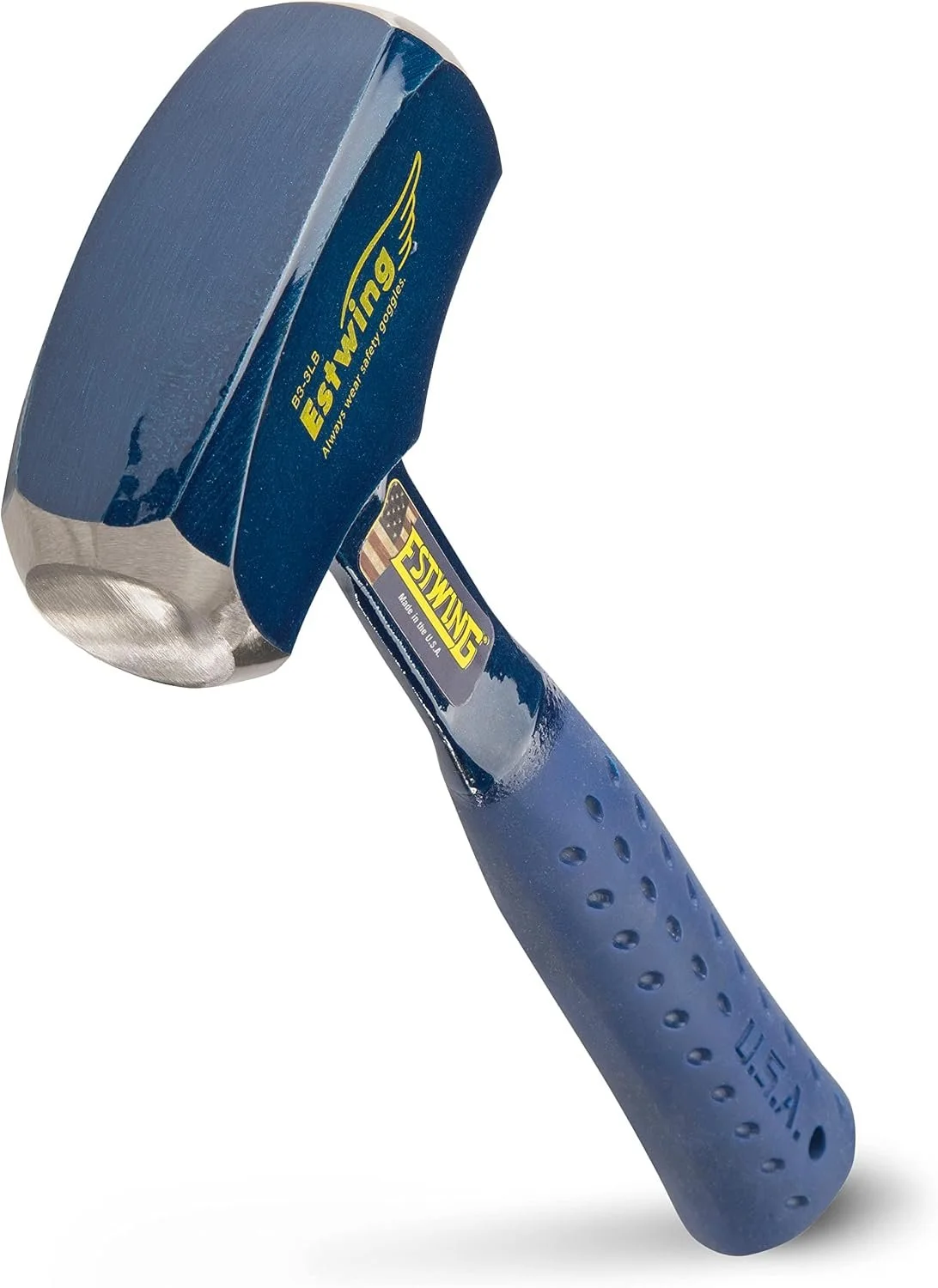 Estwing 3lb drilling crack hammer model B3 3LB with forged steel construction and blue shock reduction grip on sale