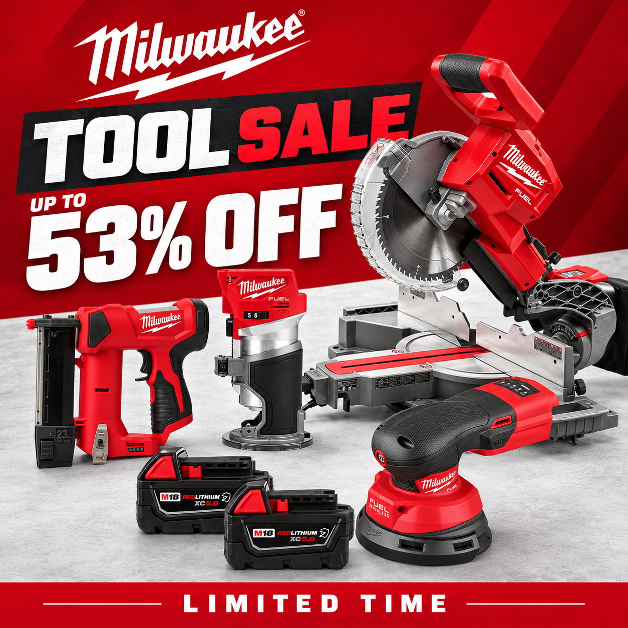 Milwaukee power tools, accessories, and batteries on sale for up to 53% off at The Tool Nut