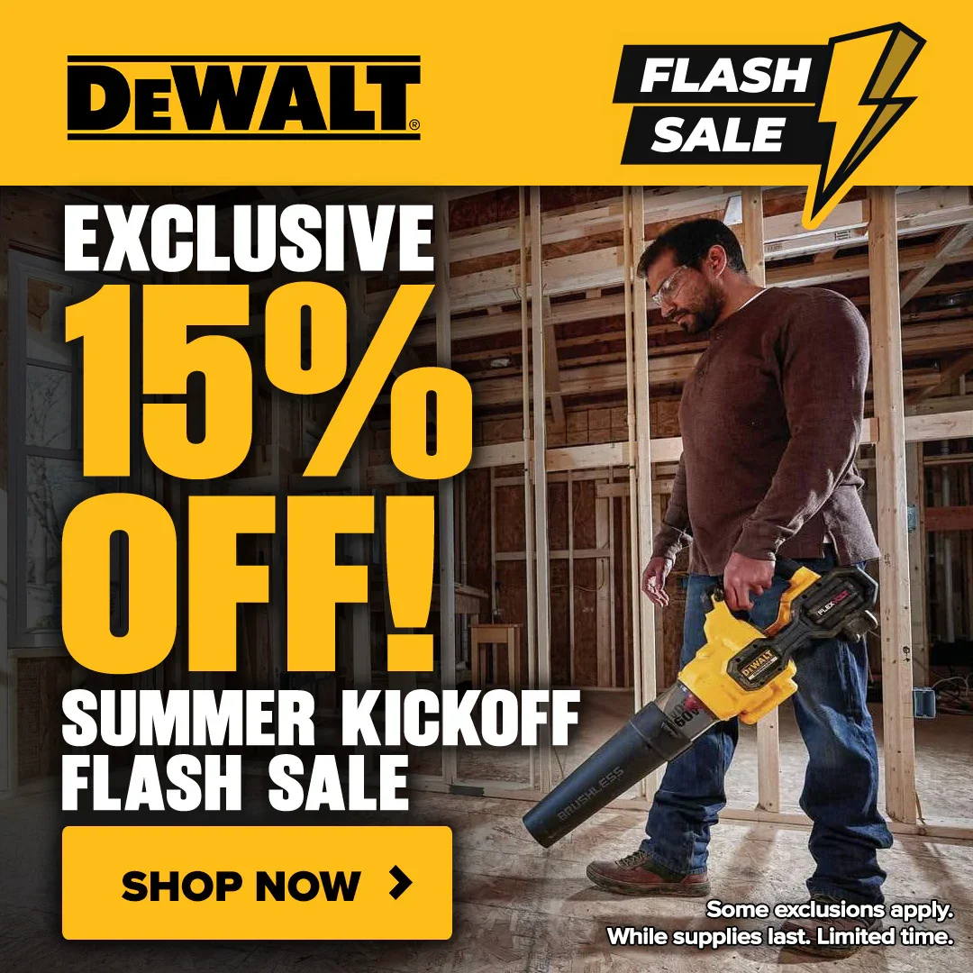 DeWalt 20V MAX and 60V MAX cordless power tools 15% off flash sale at Tool Nut