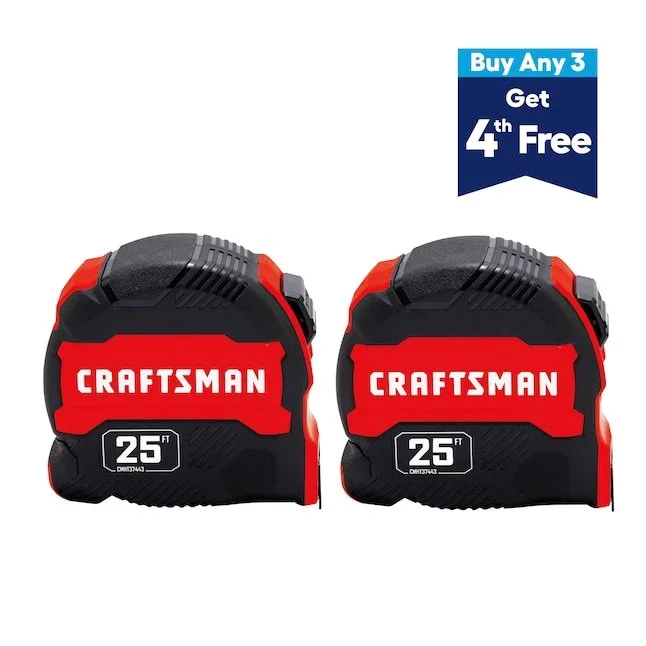 CRAFTSMAN Red Compact Easy Grip 25 Ft Tape Measure 2 Pack on sale at Lowe’s
