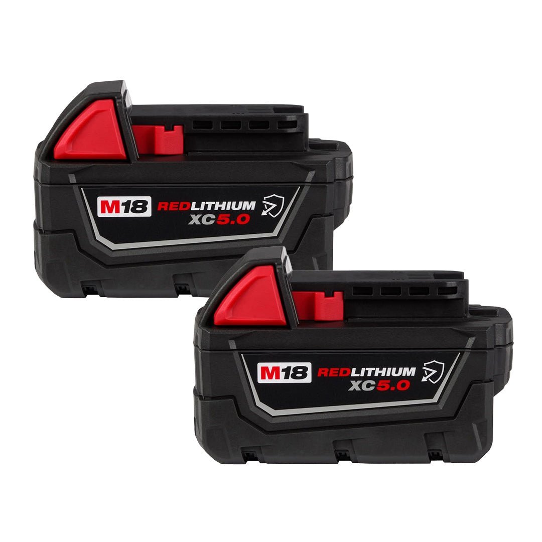 Milwaukee 48-11-1850R M18 REDLITHIUM XC5.0 oil and solvent resistant battery 2 pack on sale for $218 at The Tool Nut