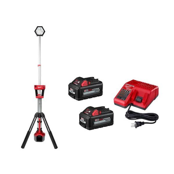 Milwaukee M18 ROCKET Dual Power Tower Light deal with two 6.0Ah batteries and charger