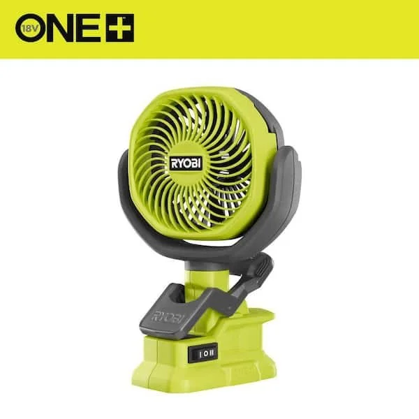 RYOBI ONE+ 18V cordless 4 inch clamp fan model PCF02 with multi directional head on sale at The Home Depot
