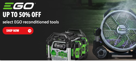 EGO Reconditioned Tools on sale at Acme Tools, save up to 50% on select 56V cordless outdoor power equipment