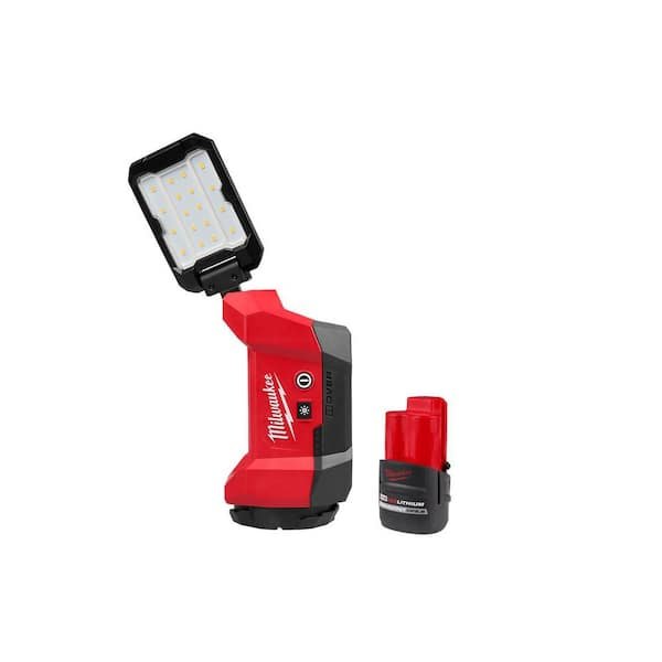 Milwaukee M12 ROVER Multi Directional Flood Light model 2350-20 mounted on a PACKOUT tool box