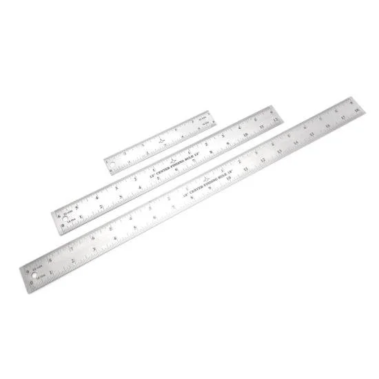 Taytools 3 piece center finding ruler set on sale for $8.50, stainless steel 6 inch, 12 inch, and 18 inch center finding rulers for woodworking and metalworking layout