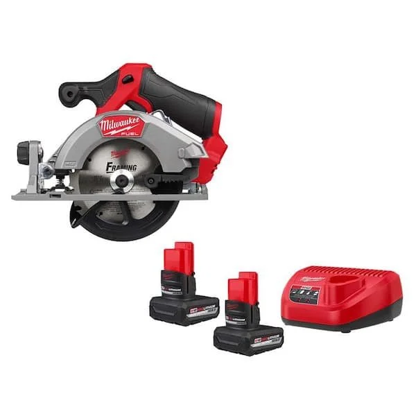 Milwaukee M12 FUEL 12V brushless 5-3/8 in. cordless circular saw starter kit with two M12 XC 5.0 Ah batteries on sale for $189, $280 off the regular $469 price