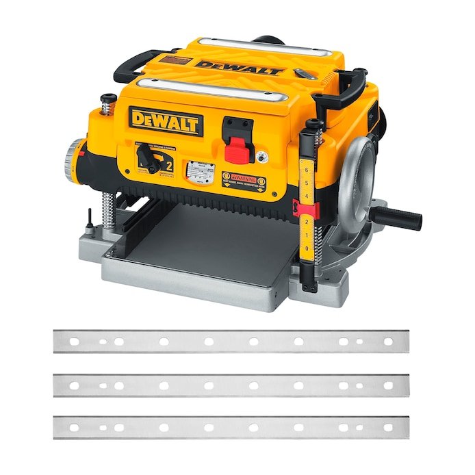 DEWALT 13 inch 15 amp thickness planer with 3 pack reversible replacement planer knives on sale for $599 at Lowe's
