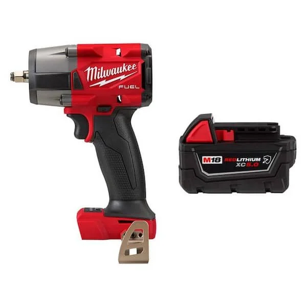 Milwaukee M18 FUEL Gen 2 3/8 inch mid torque brushless cordless impact wrench with friction ring and 5.0Ah battery on sale at The Home Depot for $249