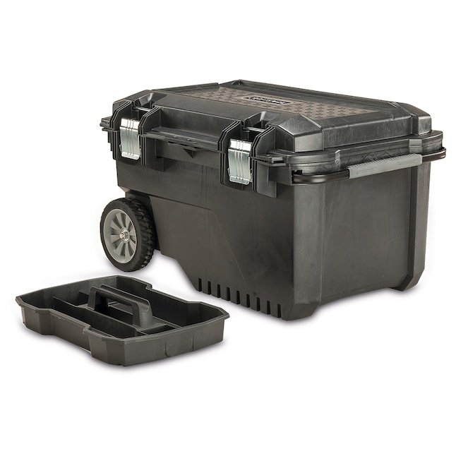 Craftsman 29 in. W x 20.25 in. H x 16.85 in. D black plastic rolling tool box with 7 in. wheels on sale for $64.98, $24 off at Lowe's, today only July 17, 2026.