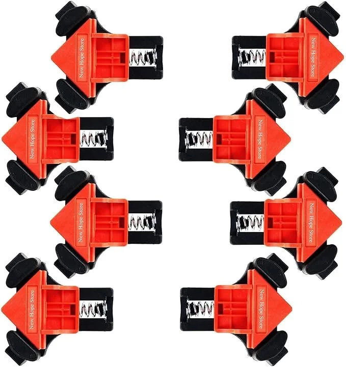 8 pack of ABS adjustable 90 degree right angle corner clamps for woodworking, cabinet making, and photo framing on sale for $8.99 on Amazon