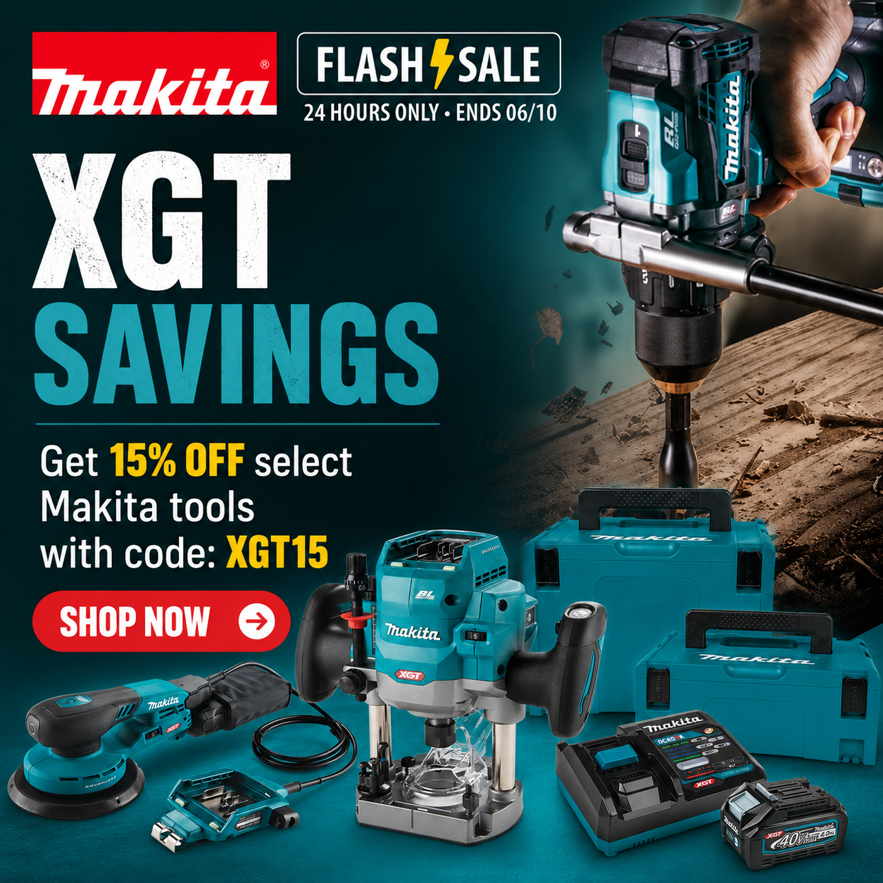 Makita XGT 40V Max cordless tool lineup on sale at Acme Tools with code XGT15 for 15% off today only