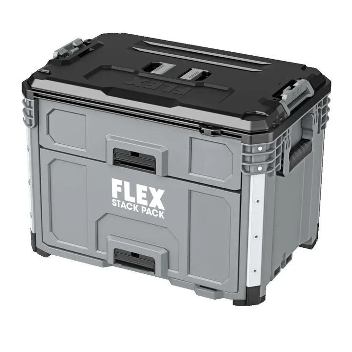 FLEX STACK PACK 2 Drawer Tool Box with auto locking drawers and security bar on sale for $129, save 24% tool storage deal