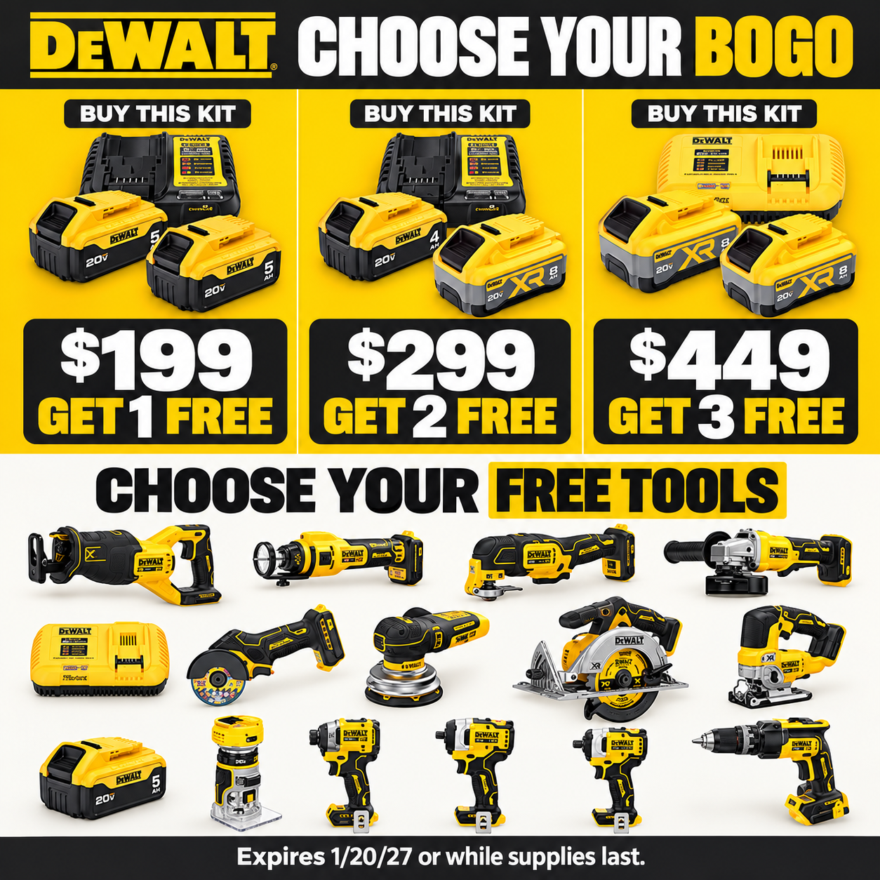 DEWALT Free Tool Deal at Lowe’s: Up to 3 Free, From $199