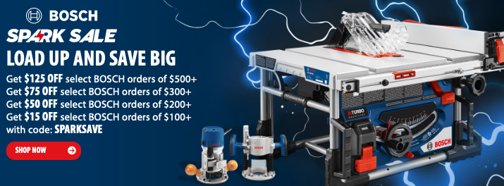 Bosch power tools sale at Acme Tools with promo code SPARKSAVE for up to $125 off select orders