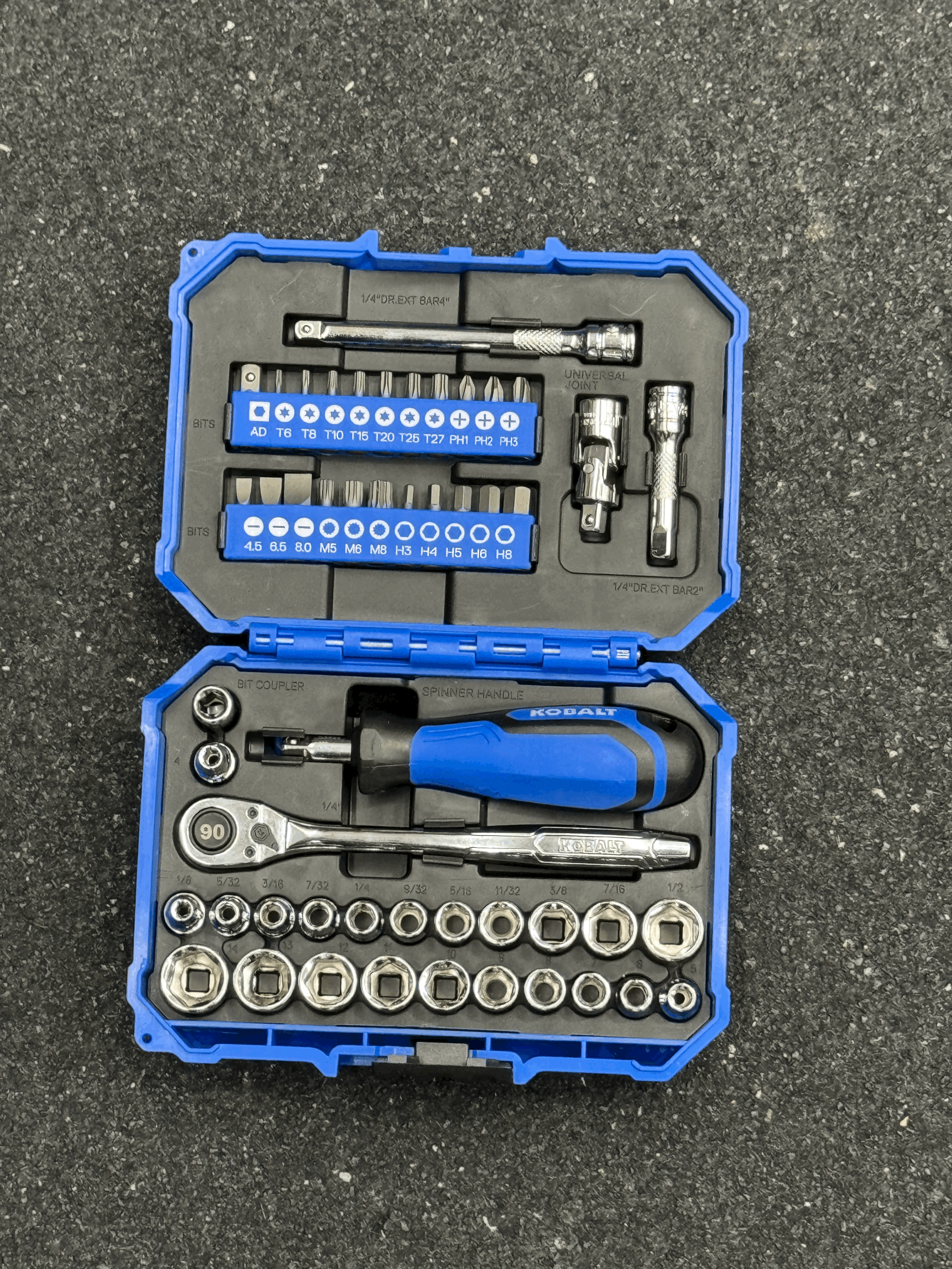 Used Kobalt 50 -Piece Metric and standard (SAE) Mechanics Tool Set with Hard Case