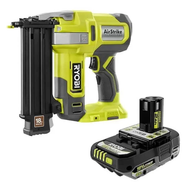 RYOBI ONE+ 18V 18 gauge cordless AirStrike brad nailer kit with 2.0 Ah HIGH PERFORMANCE battery for $149 at The Home Depot
