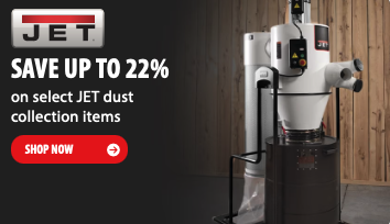 JET dust collection equipment on sale at Acme Tools including dust collectors and air filtration systems for woodworking shops, up to 22% off