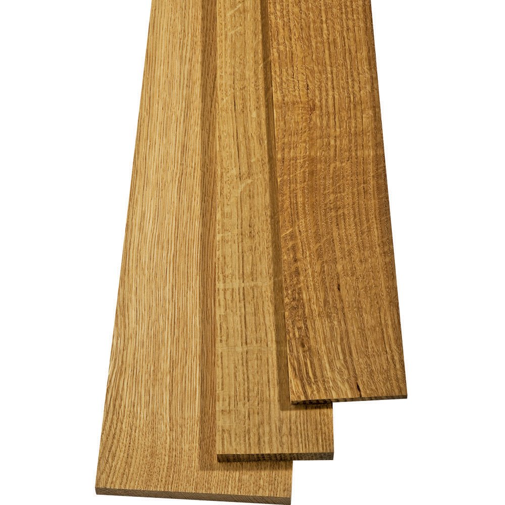 Domestic dimensional quarter sawn white oak lumber boards showing ray fleck figure, on sale for 25% off at Rockler
