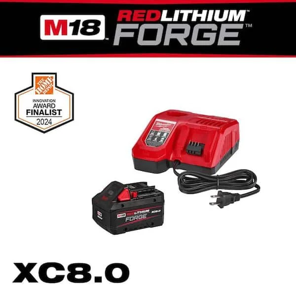 Milwaukee M18 REDLITHIUM FORGE 8.0Ah battery 2 pack starter kit with rapid charger and free M18 bare tool at The Home Depot.
