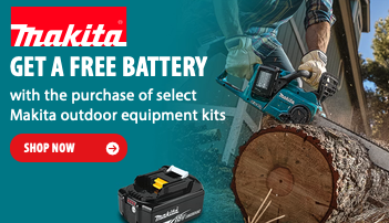 Makita 18V LXT 5Ah lithium ion battery free with select Makita outdoor power equipment kit purchase at Acme Tools