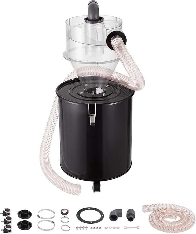 VEVOR cyclone dust separator with 13.21 gallon metal tank and 4 inch retrofit cyclone for shop vacuums on sale 16% off at Amazon