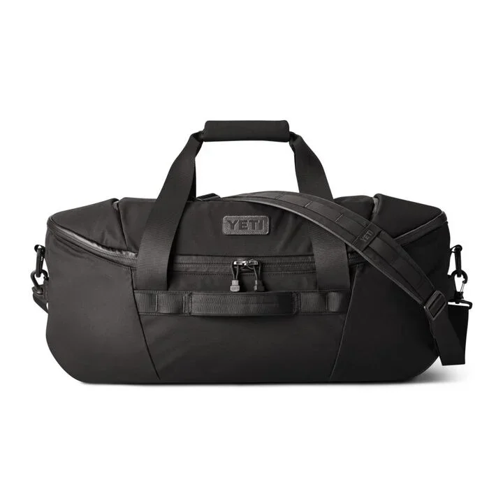 YETI Crossroads 60L duffel bag in black with structured walls and haul straps on sale for $200