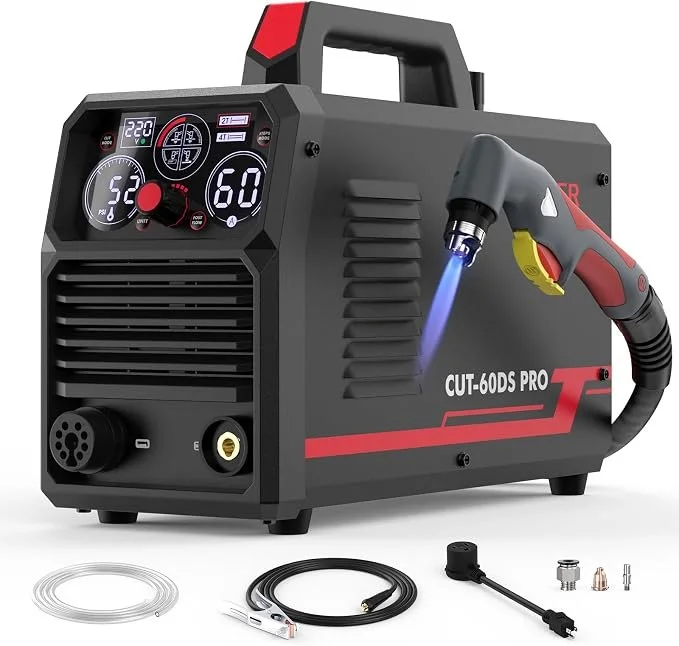YESWELDER 60A 4 in 1 plasma cutter with non touch pilot arc IPT40 torch, digital display, and dual 110V and 220V input for cutting, gouging, and marking metal