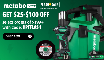 Metabo and Metabo HPT power tools on sale at Acme Tools with promo code HPTFLASH for up to $100 off