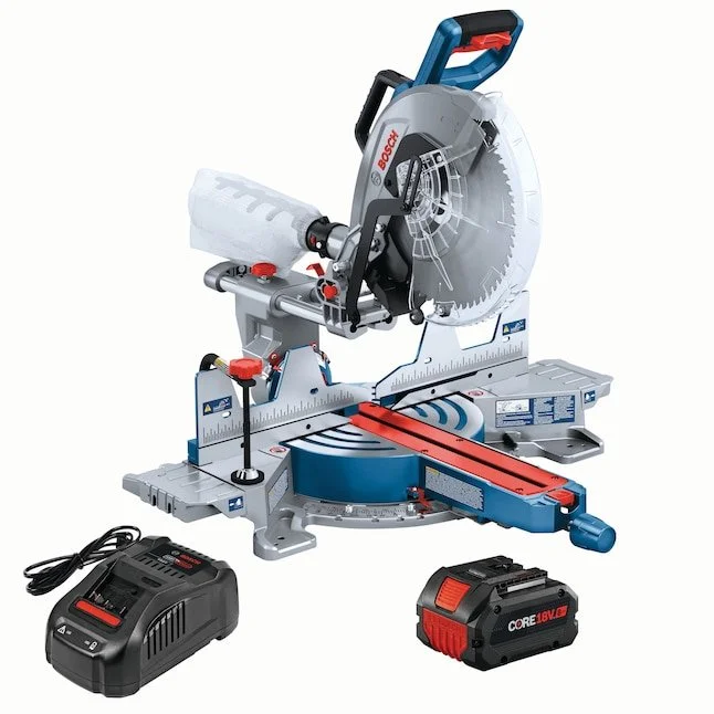 Bosch 12 in 18V PROFACTOR dual bevel sliding compound cordless miter saw with battery included on sale today only at Lowe's for $599 with a free miter saw stand