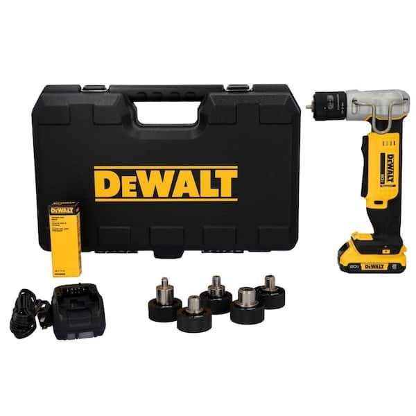 DeWALT 20V MAX Lithium-Ion cordless copper swage tool kit with six expansion heads, 2 Ah battery, charger, and kitbox on sale for $384