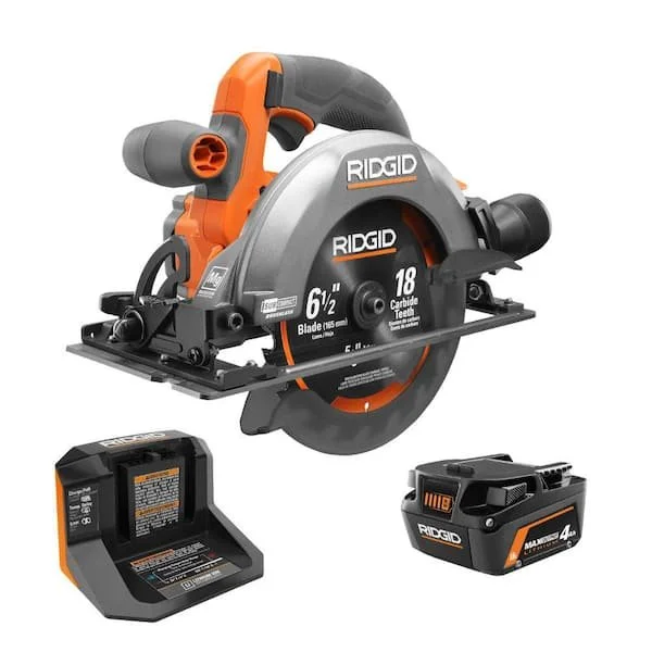 RIDGID 18V Brushless Cordless 6-1/2 in. Circular Saw Kit with 4.0 Ah MAX Output battery and charger on sale for $129