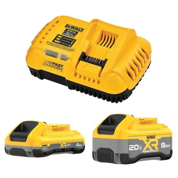 DEWALT 20V MAX XR lithium ion starter pack with 8.0Ah battery, 4.0Ah battery, and charger on sale for $199 at The Home Depot