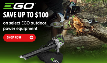EGO cordless outdoor power equipment sale at Acme Tools with savings up to $100 on select items