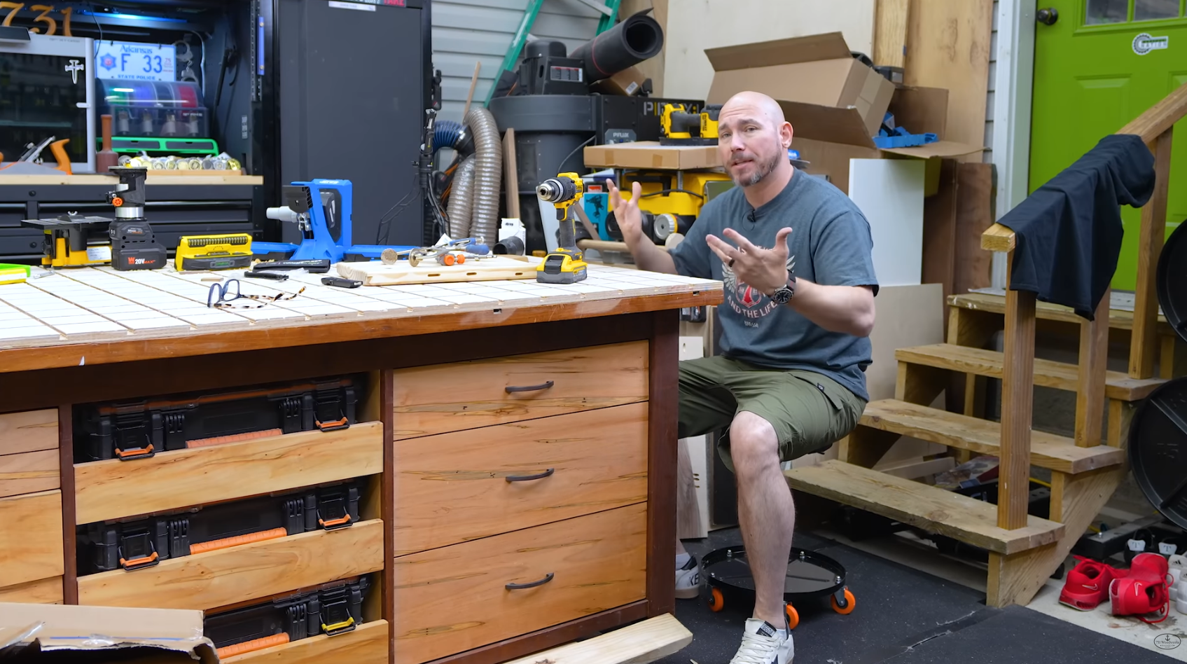 When rolling work seat getting sat on. Orange and black covered seat