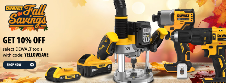 DEWALT tools on sale at Acme Tools, save 10% with code YELLOWSAVE through October 15, 2026