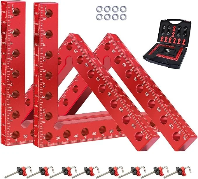 4 piece aluminum 90 degree right angle corner clamps set with carrying case for woodworking on sale at Amazon