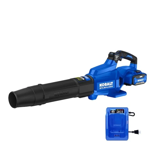 Kobalt 40V 600 CFM brushless cordless handheld leaf blower with 4.0Ah battery and charger