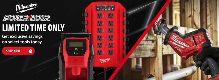 Milwaukee Power Hour Savings at Acme Tools with up to 55% off select Milwaukee cordless tools today only