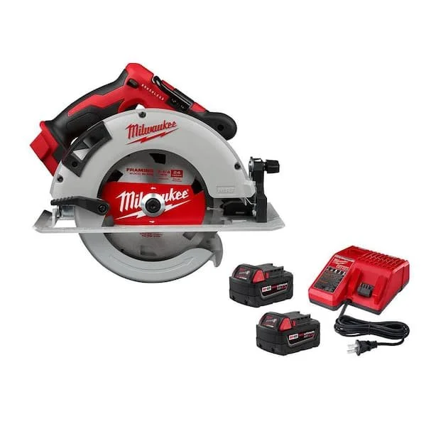 Milwaukee M18 brushless 7 1/4 inch circular saw kit with two 5.0 Ah batteries and charger