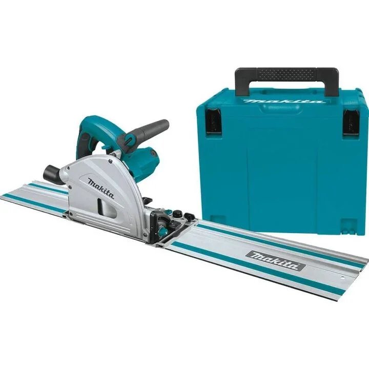 Makita 6 1/2 in plunge track saw with 55 in guide rail and free 39 in guide rail on sale at Acme Tools with 10% off deal pricing
