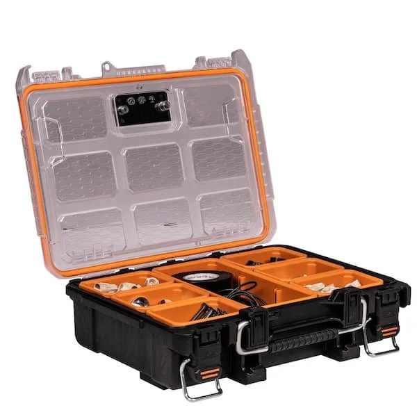 RIDGID Pro Gear System Gen 2.0 small parts organizer with transparent lid and removable bins