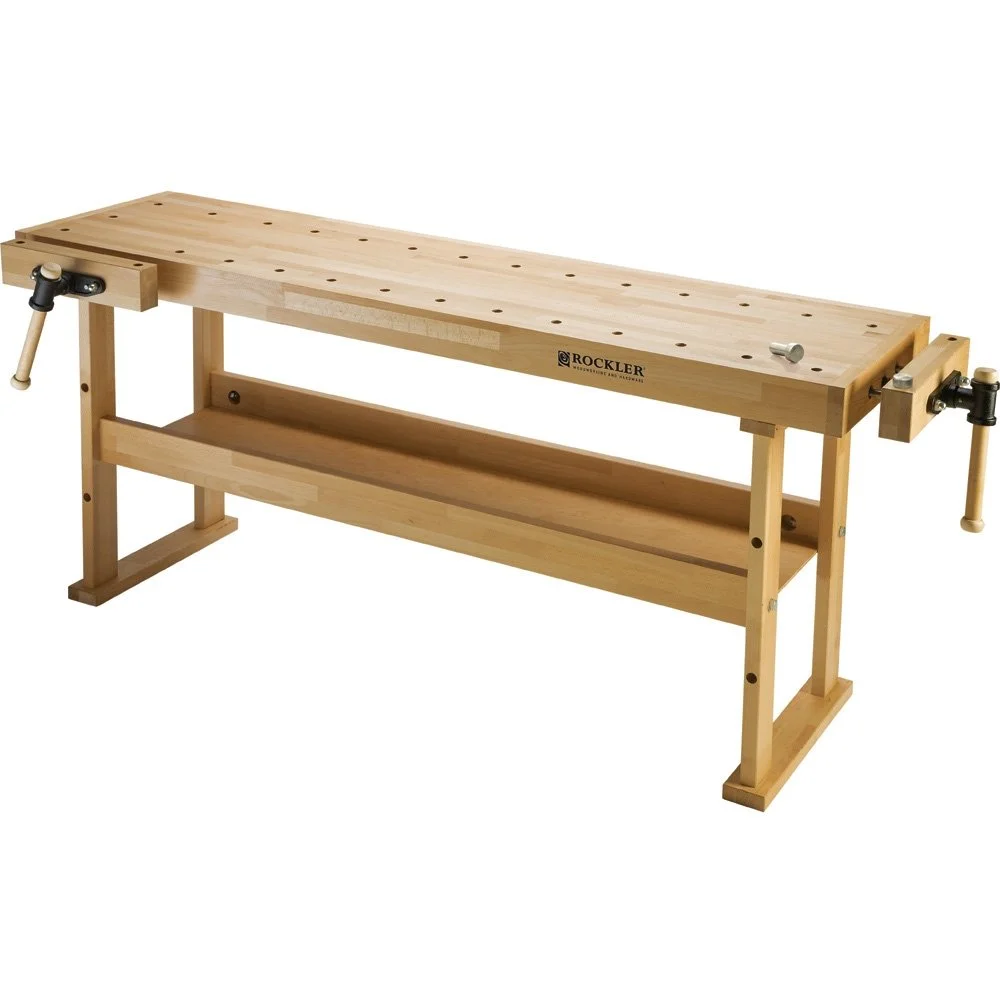 Rockler woodworking workbench with storage on sale for up to $150 off during a limited time workshop upgrade deal