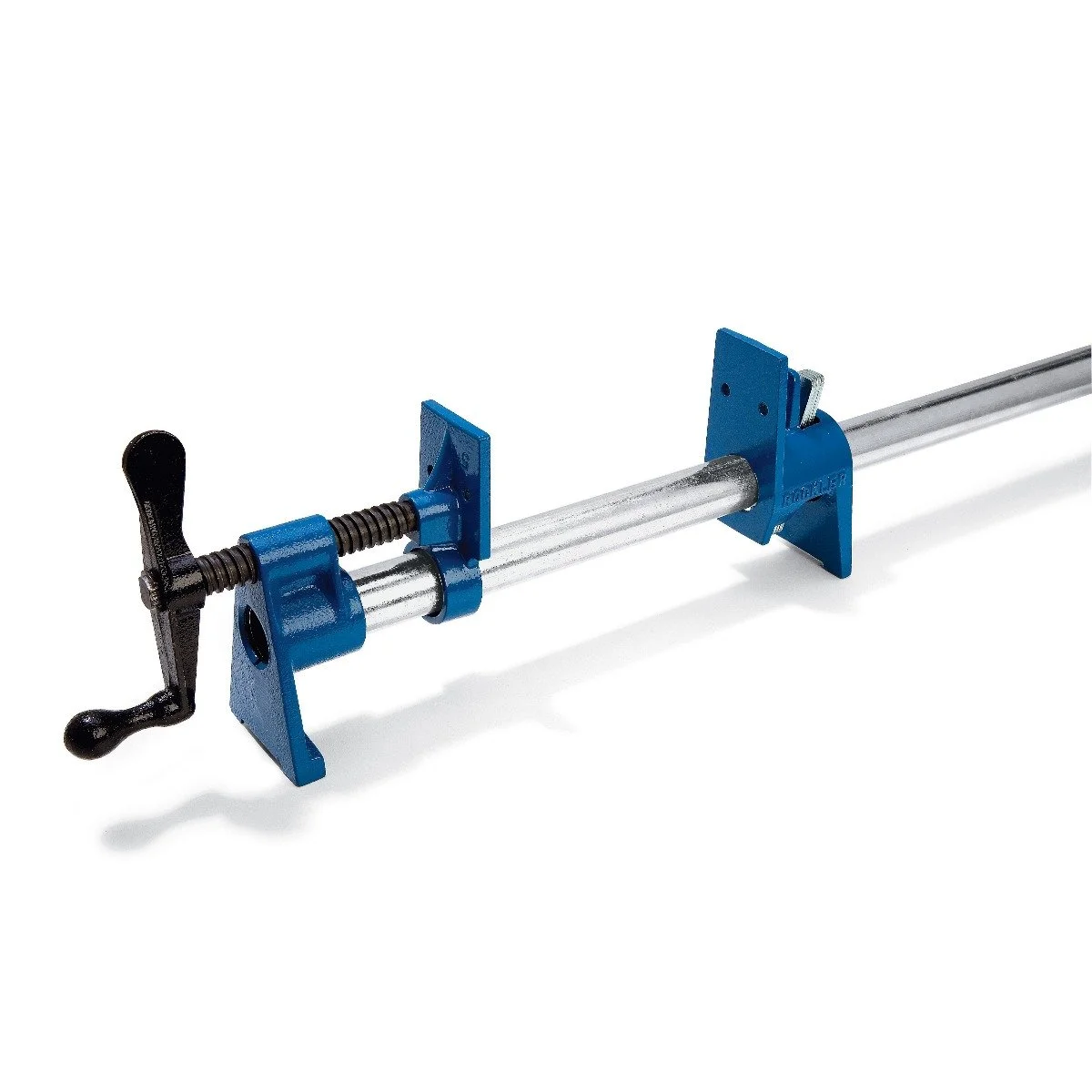 Rockler Sure Foot Plus 3/4 inch pipe clamp with extra wide 2.5 inch stabilizing foot, raised base, pre drilled clamping face, built in wall hook, and quadruple clutch plates on sale at Rockler for $14.99