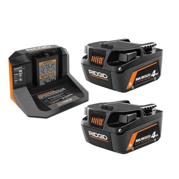 RIDGID 18V MAX Output Starter Kit with two 4.0 Ah Batteries and Charger