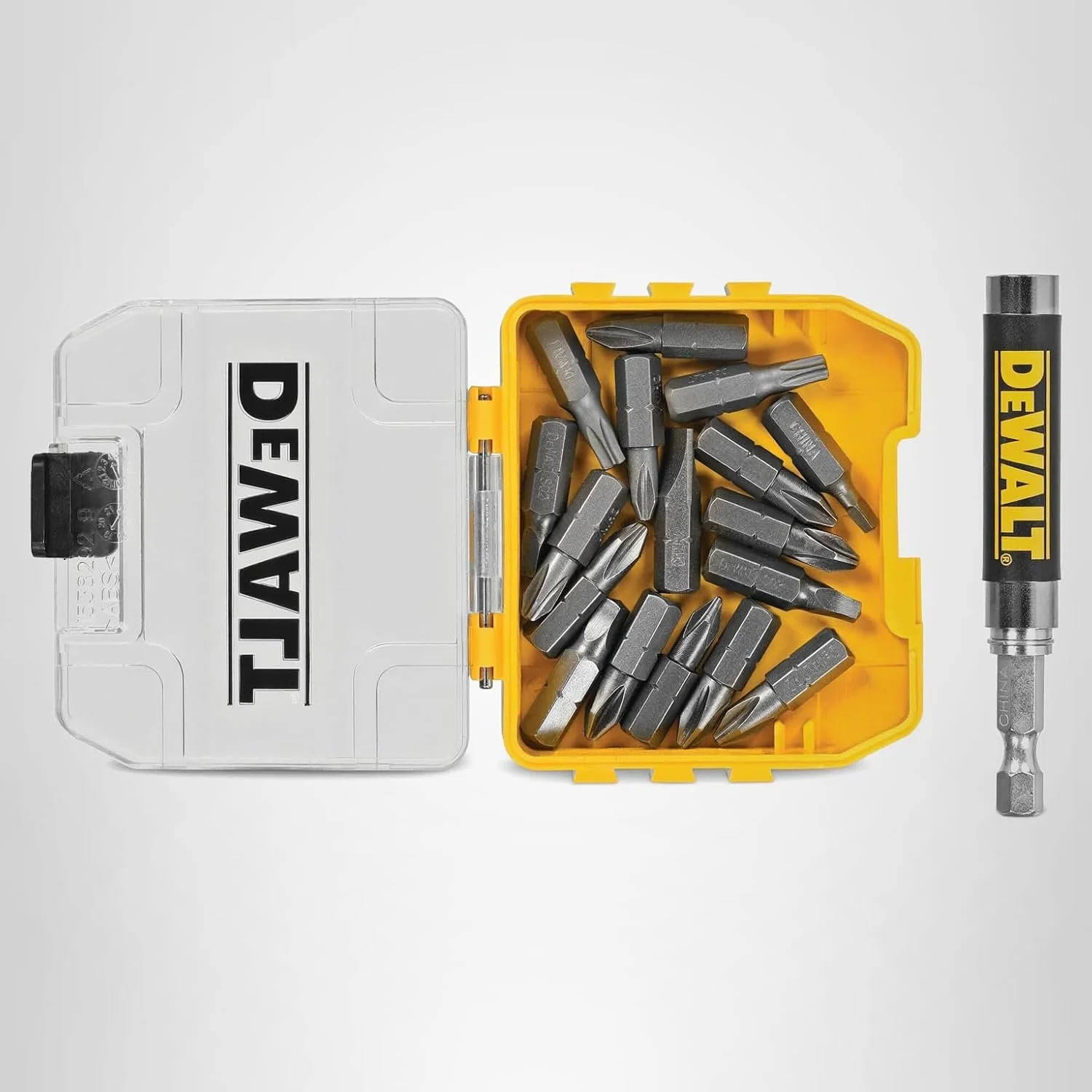 DEWALT 18 piece compact magnetic drive guide set DWAF2058CS in yellow case on sale for $6.99, 30% off regular price