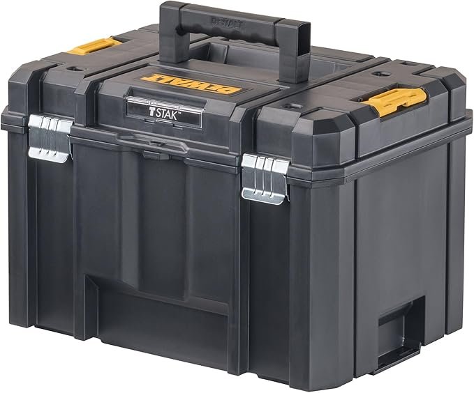 DEWALT TSTAK extra large tool box with removable tray and stackable side latches.