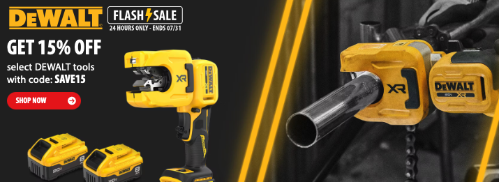 DEWALT tools on sale today for 15% off with promo code SAVE15 at Acme Tools